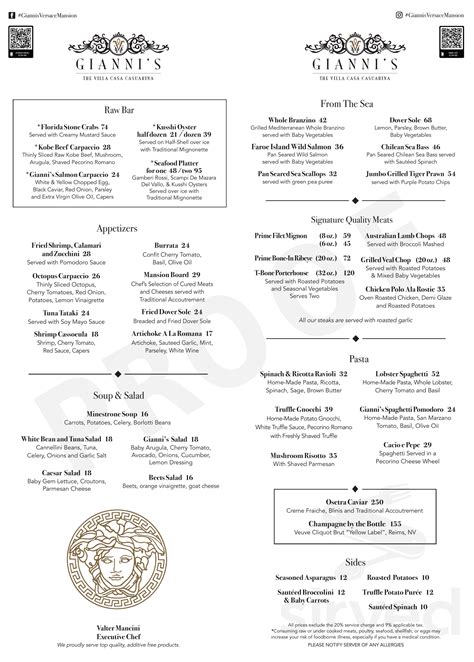 gianni versace mansion menu|versace mansion miami restaurant menu.